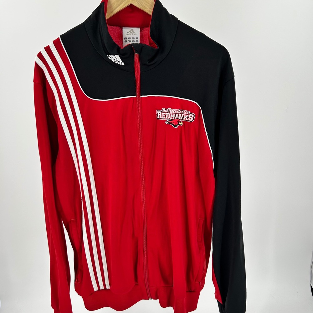 Adidas La Roche College Redhawks Track Jacket Mens Large Red Black Full Zip